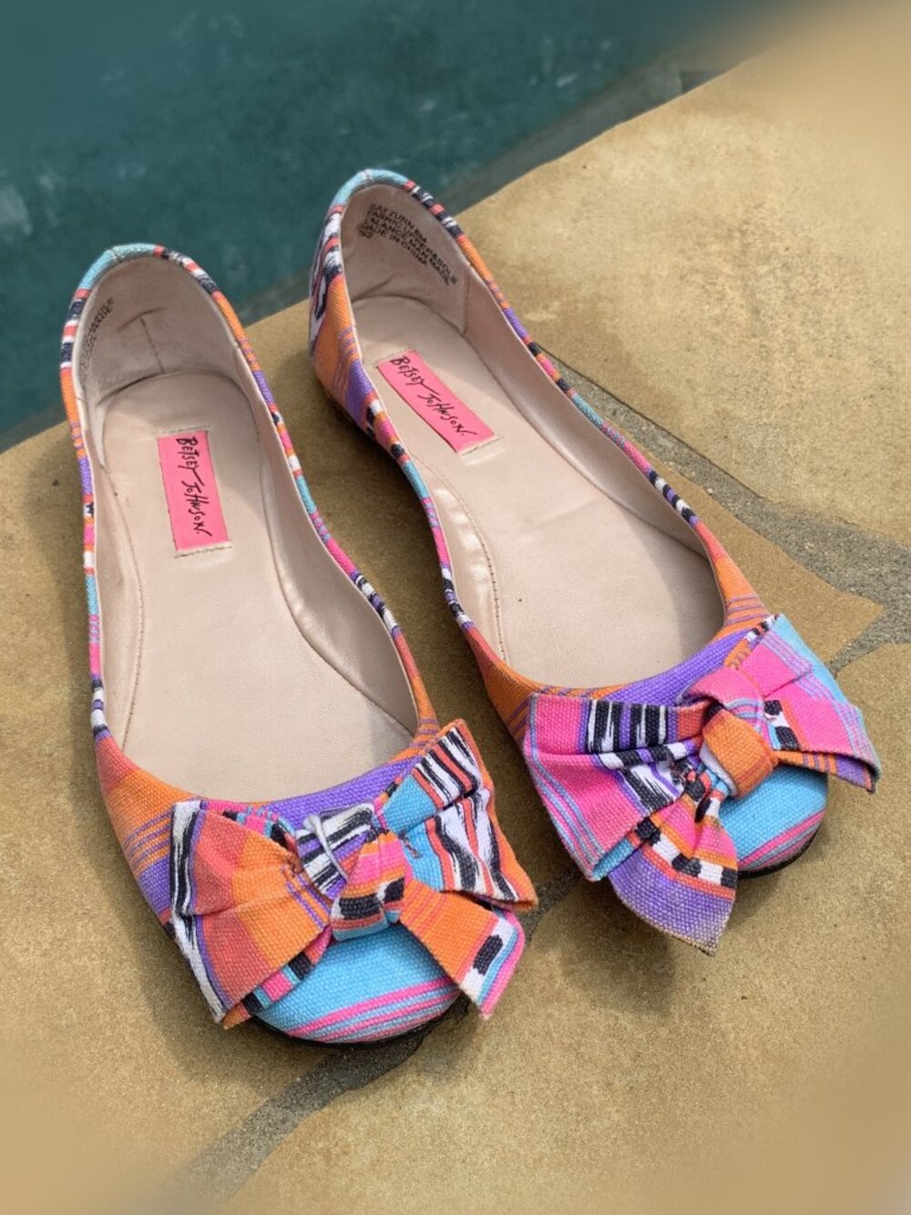 Betsey Johnson Satturn Vintage Ballet Flats With Bow Sz 8M